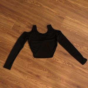 Black Cold-Shoulder Crop Top